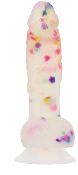 Confetti dildo ADDICTION - PARTY MARTY 7.5″ - FROST & CONFETTI, 19 cm, silicone