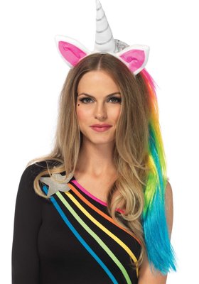 Leg Avenue Magical Unicorn Headband, with a rainbow mane