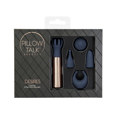 Pillow Talk Secrets Desires 6-Piece Mini Massager Set - Navy