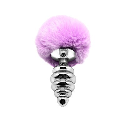 Alive Fluffy Twist Plug L Purple Metal Rabbit Tail Anal Plug, diameter 3.8cm