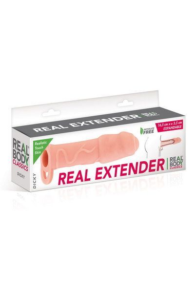 Насадка на член Real Body — Real Extender DICKY із закритою головкою та кільцем для мошонки SO3716 фото