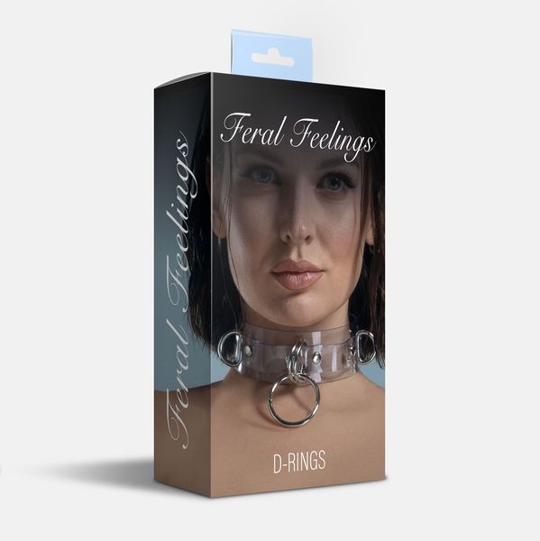 Feral Feelings fixation collar - D-Rings Transparent