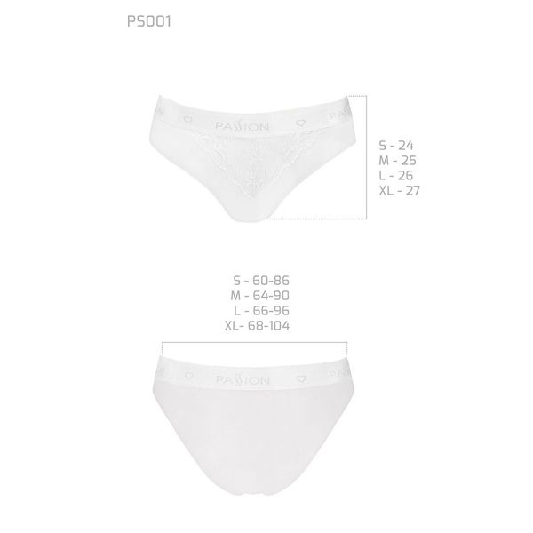 Трусики з широкою гумкою і мереживом Passion PS001 PANTIES XL, white SO4174 фото