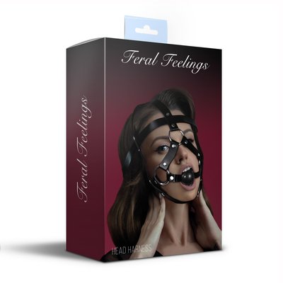 Feral Feelings Head Harness Mask with Gag, leather