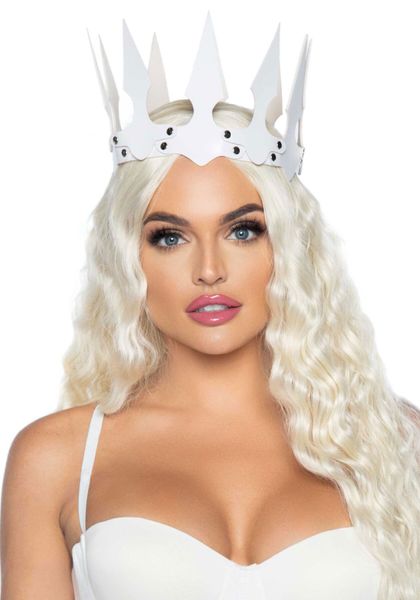 Leg Avenue Faux Leather Spiked Crown in White