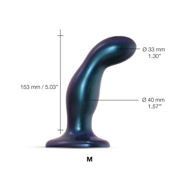 Дилдо Strap-On-Me DILDO PLUG SNAKY METALLIC BLUE, розмір M, діаметр 4 см, ввідна довжина 15,3 см SO6825 фото