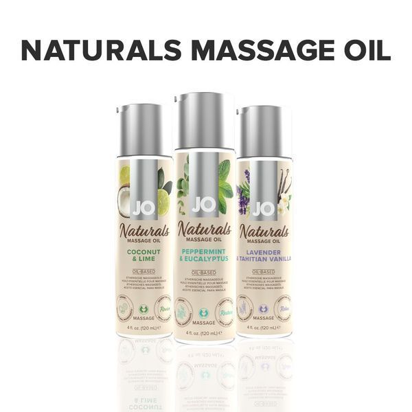 Массажное масло JO Naturals Massage Oil Peppermint & Eucalyptus с эфирными маслами (120 мл) SO6166 фото